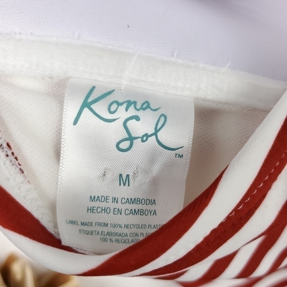 NEW Kona Sol Red White Stripe Strapless 1pc M 8-10 - Picture 8 of 12